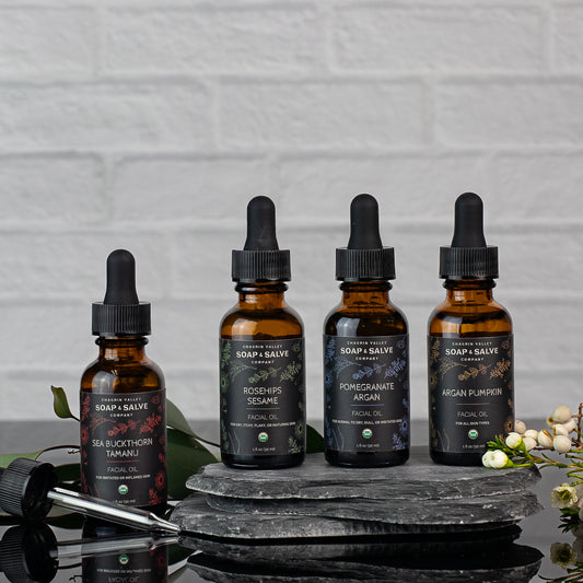 Natural Organic Facial Oils with Rosehip and Sesame Oils